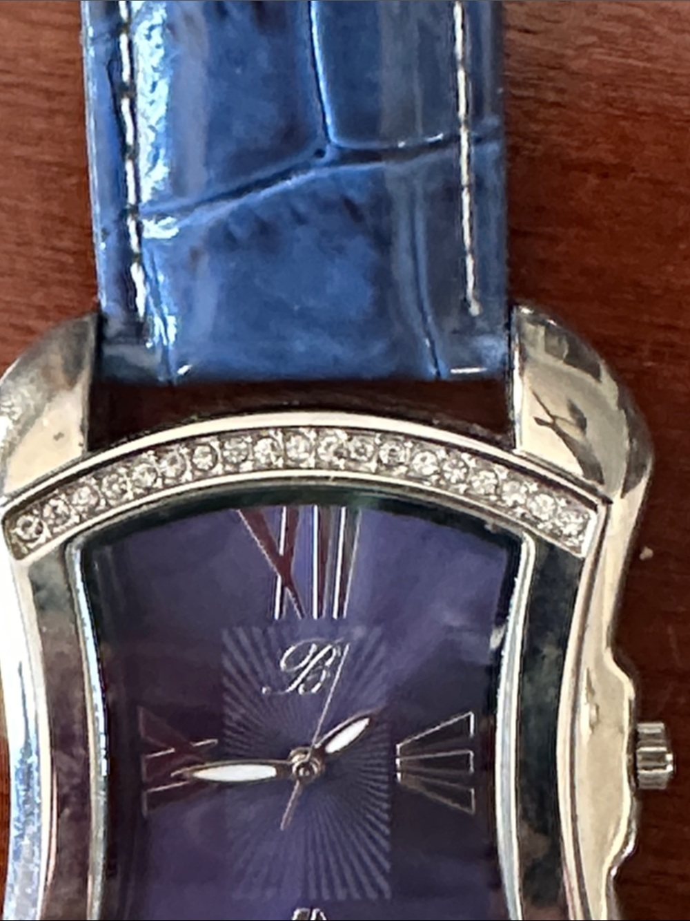 NWOT Brighton Women’s Blue Leather croc Dress Watch with Crystal Accents - Picture 6 of 6